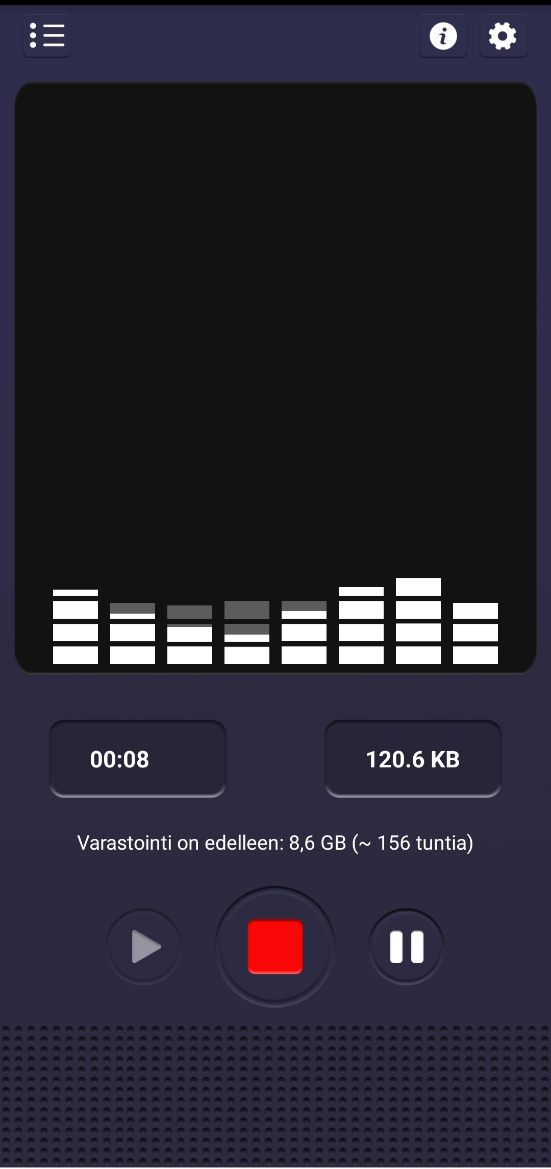 Kuva Voice recorder -sovelluksesta.
