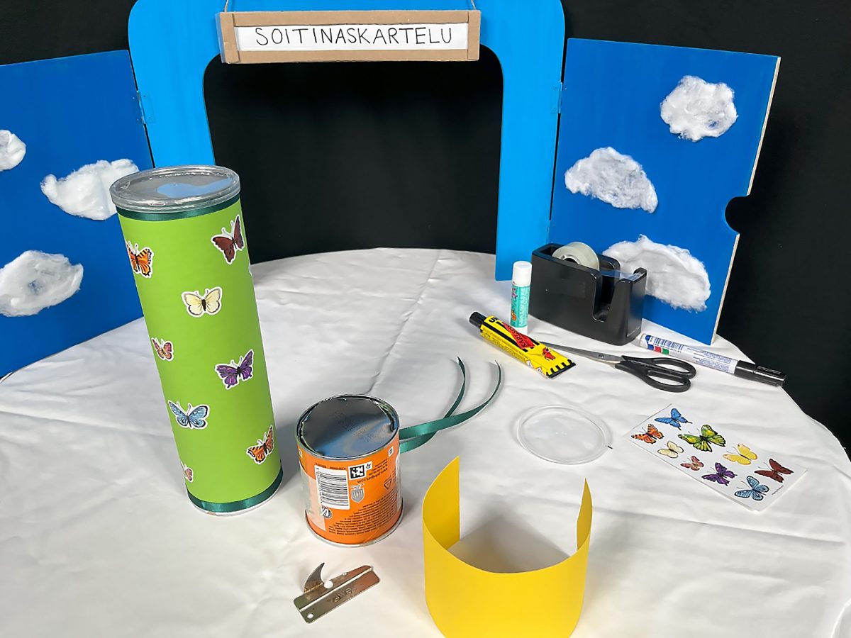 Sointinaskarteluohjeen kuvituskuva: rumpu sipsipurkista