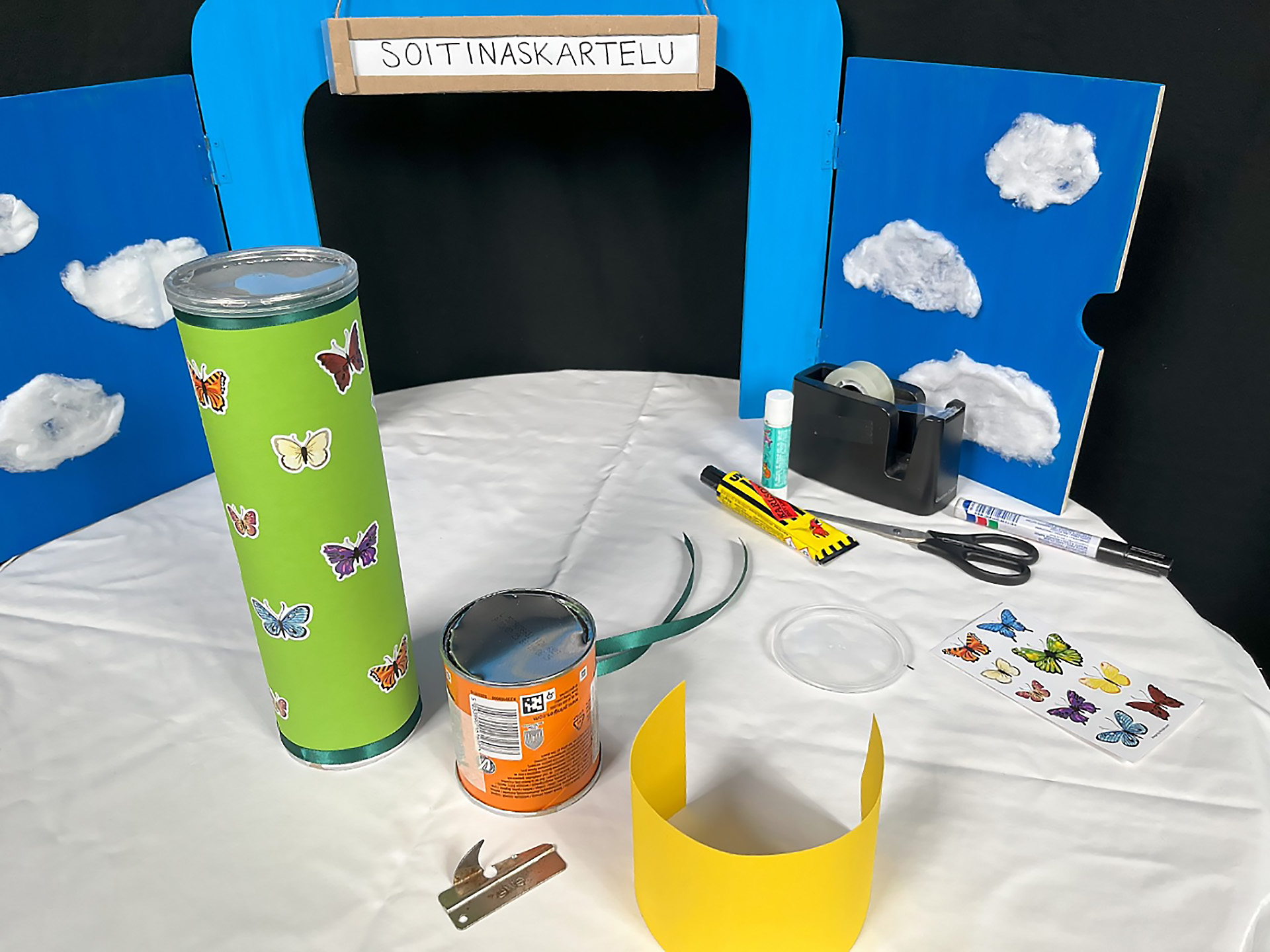 Sointinaskarteluohjeen kuvituskuva: rumpu sipsipurkista