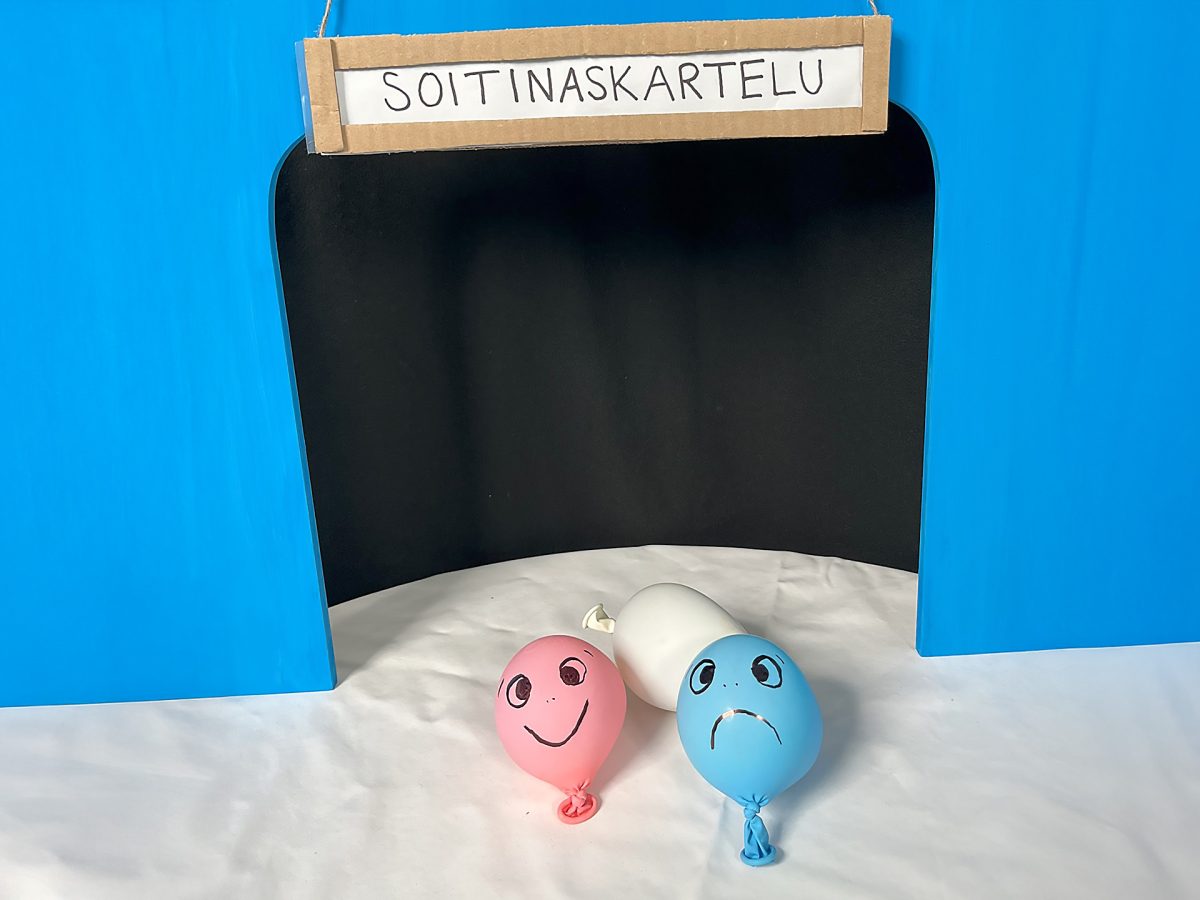 Sointinaskarteluohjeen kuvituskuva: soittoilmapallot